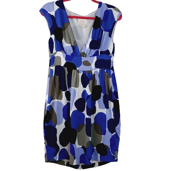 Kate Spade SZ 4 Purple Blue Black Large Print Mini Dress NWOT - Picture 2 of 6